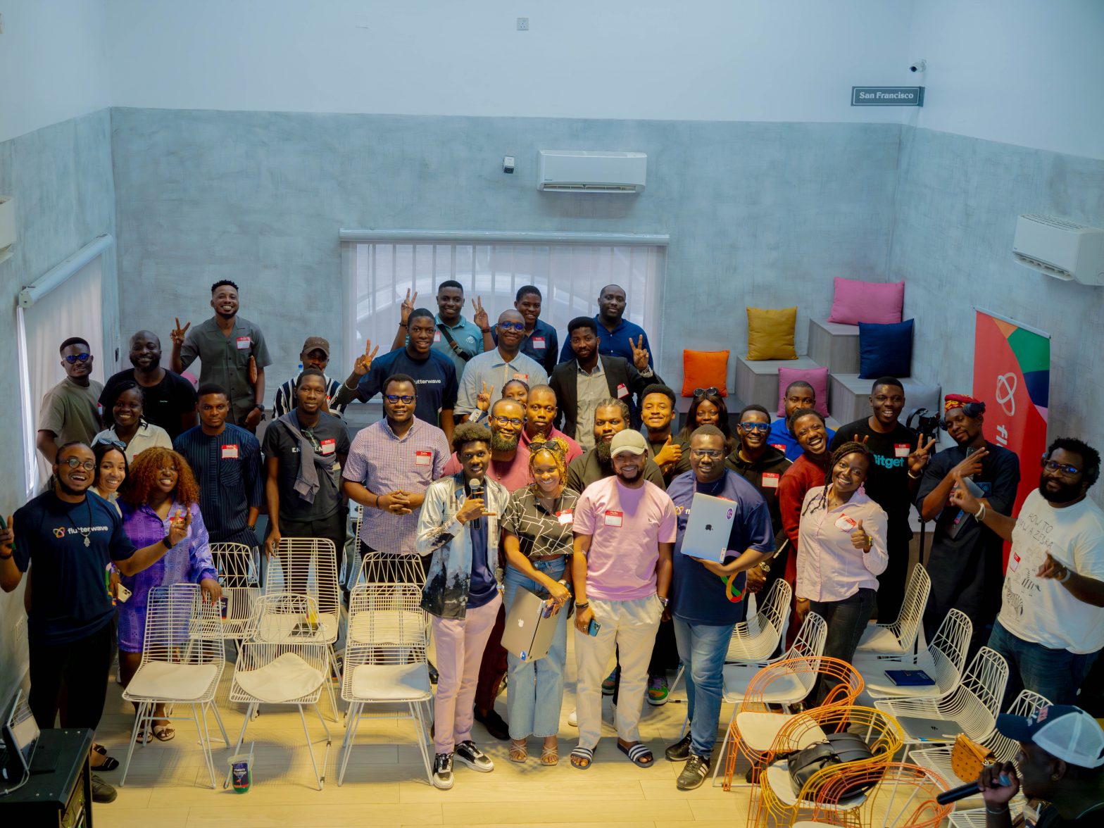 Group photo of attendees at a community event