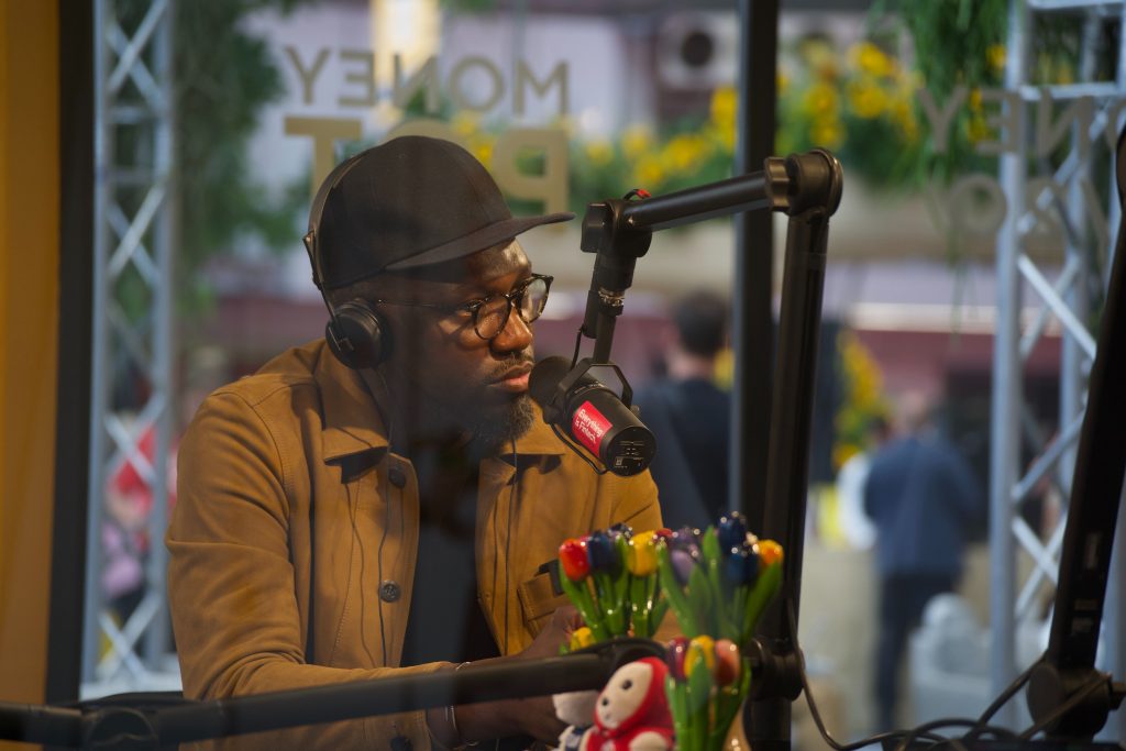 A picture of Flutterwave Founder and CEO, Olugbenga "GB" Agboola at Money 20/20 Podcast Booth in Amsterdam